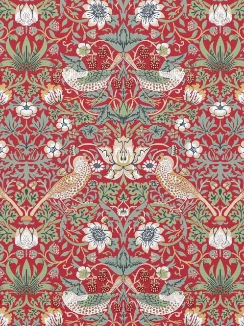 William Morris Strawberry Thief Tablecloth: Christmas Hosting and Decor Red Maximalist Dining