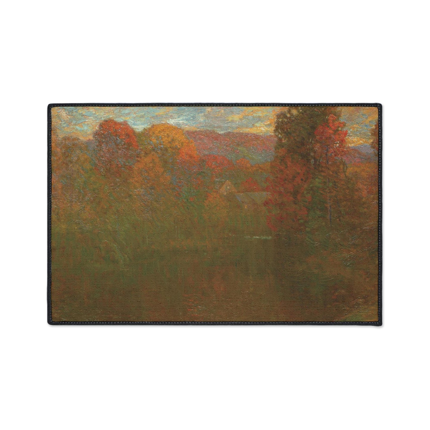 Autumn Landscape Floor Mat: Vintage Painting, Non-Slip Entry Rug