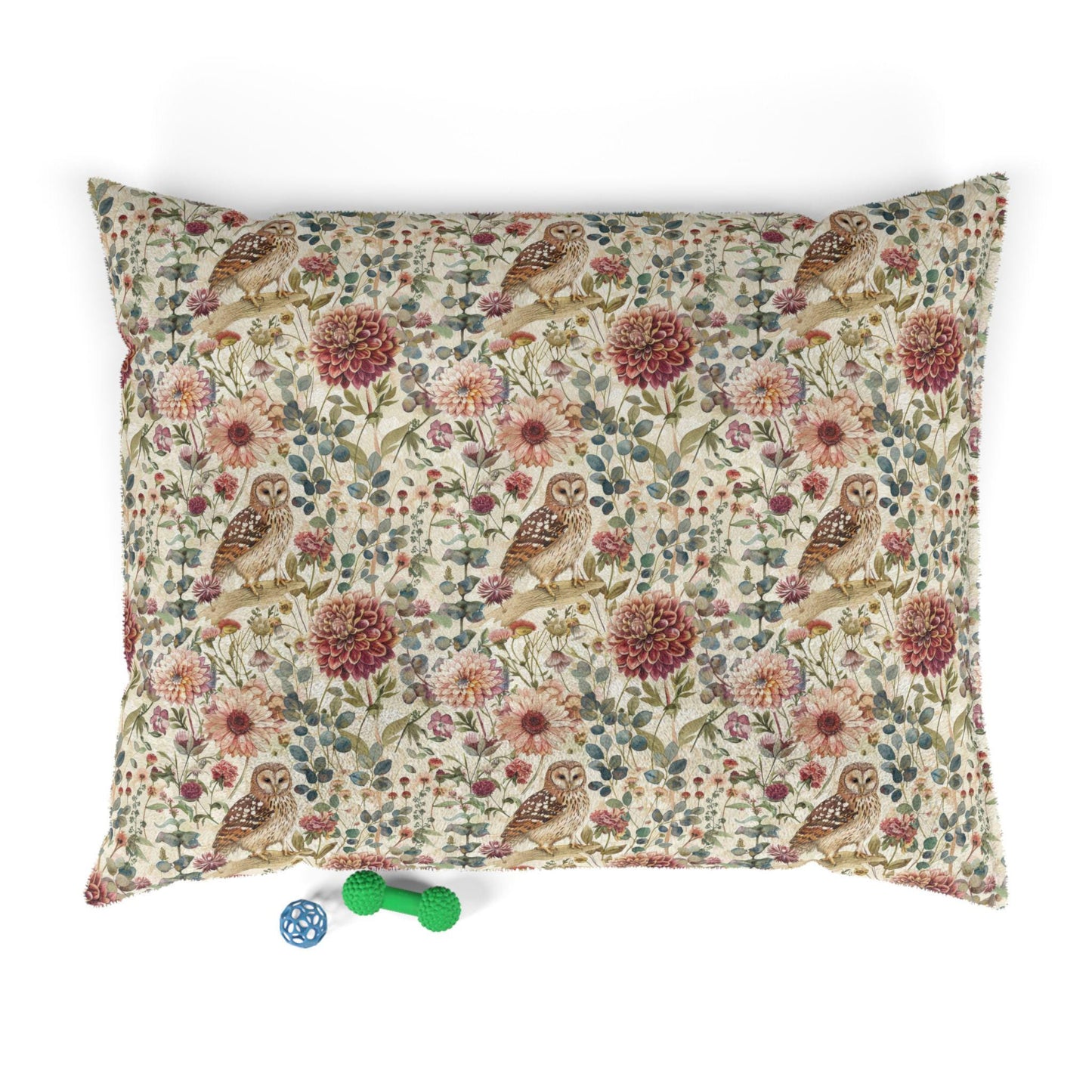 Floral Owl Pet Bed, Machine Washable Cat Cushion, Pet Furniture