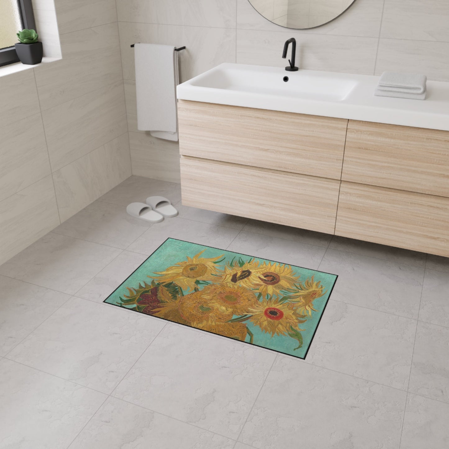 Van Gogh Sunflowers Heavy Duty Floor Mat/ Maximalism Famous Art Rug
