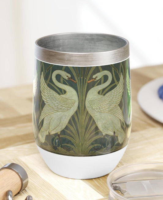 Art Nouveau Wine Tumbler - Swans and Rushes, Walter Crane Wine Glass, Coffee Cup