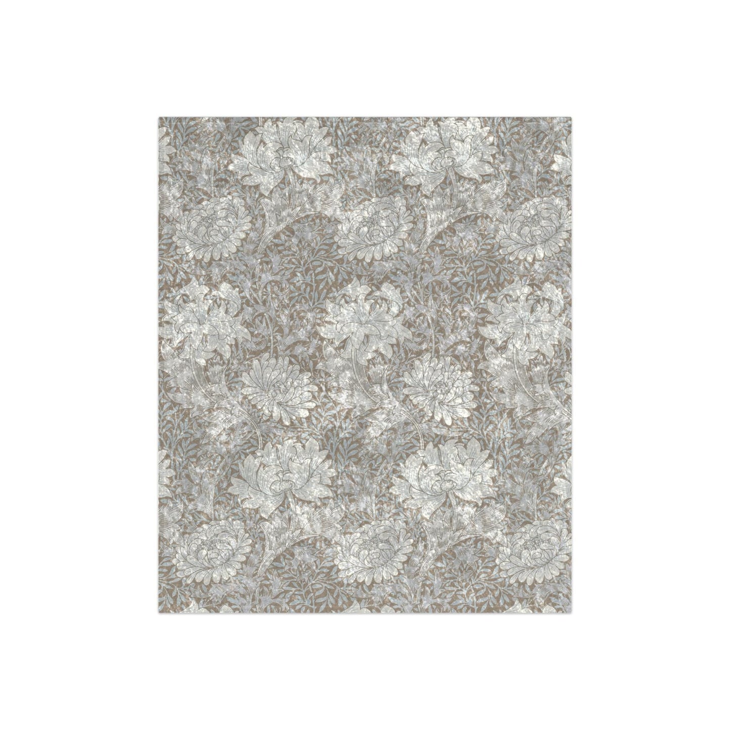 William Morris Chrysanthemum Neutral  Crushed Velvet Blanket