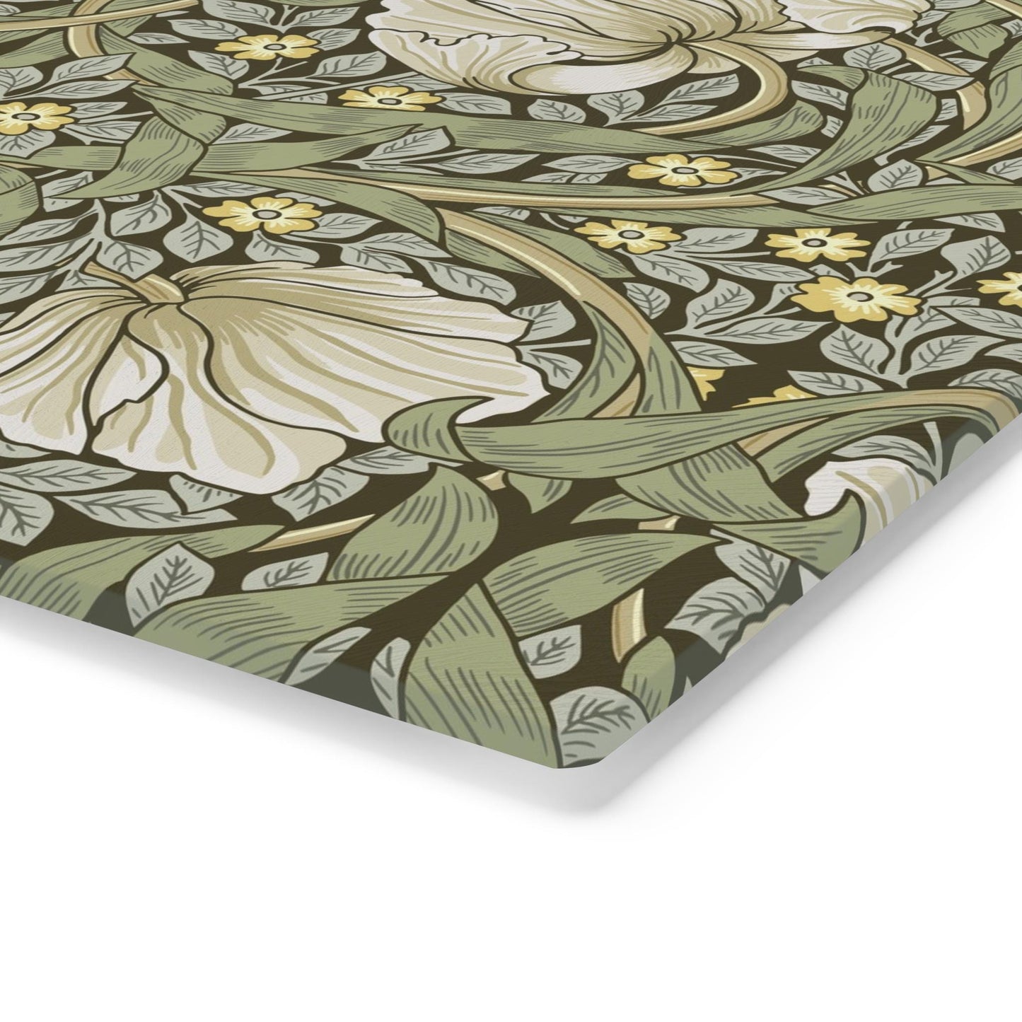William Morris Cutting Board: Olive Pimpernel Tempered Glass Cheese Board