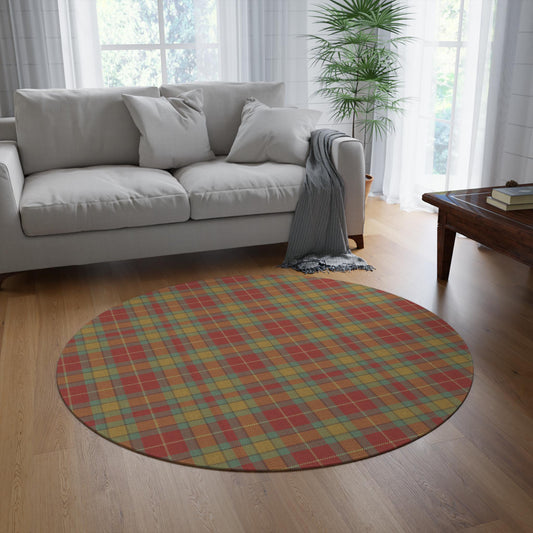Red Tartan Plaid Round Rug: Vintage Style Home Decor