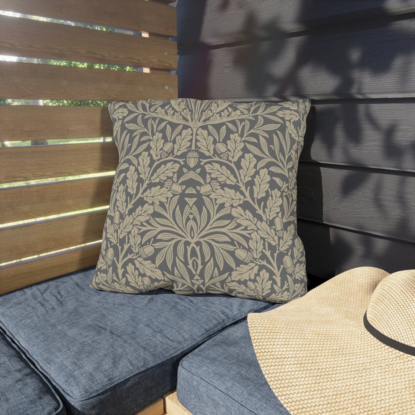 William Morris Neutral Pure Acorn Indoor Outdoor Pillow - UV and Water Resistant