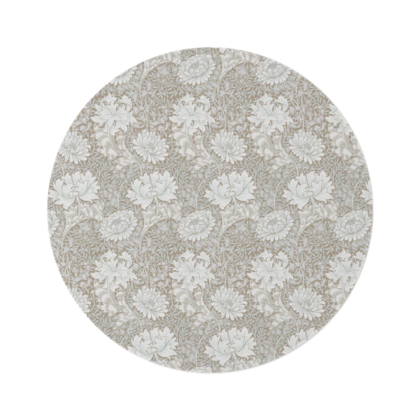 Chrysanthemum Neutral Round Rug - William Morris Rug Maximalism MCM Decor