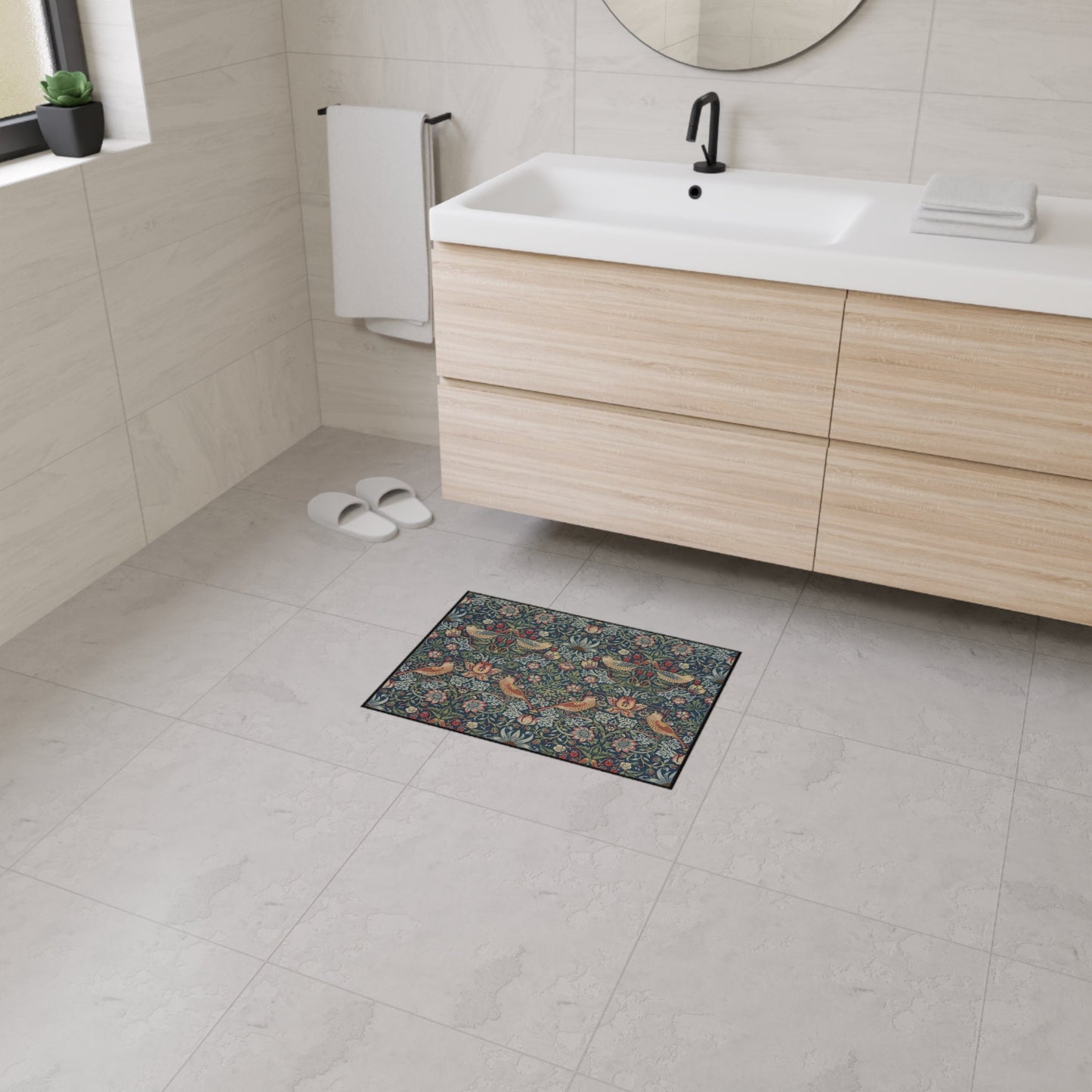 Strawberry Thief Indigo Mat - William Morris Rug for Kitchen, Entry