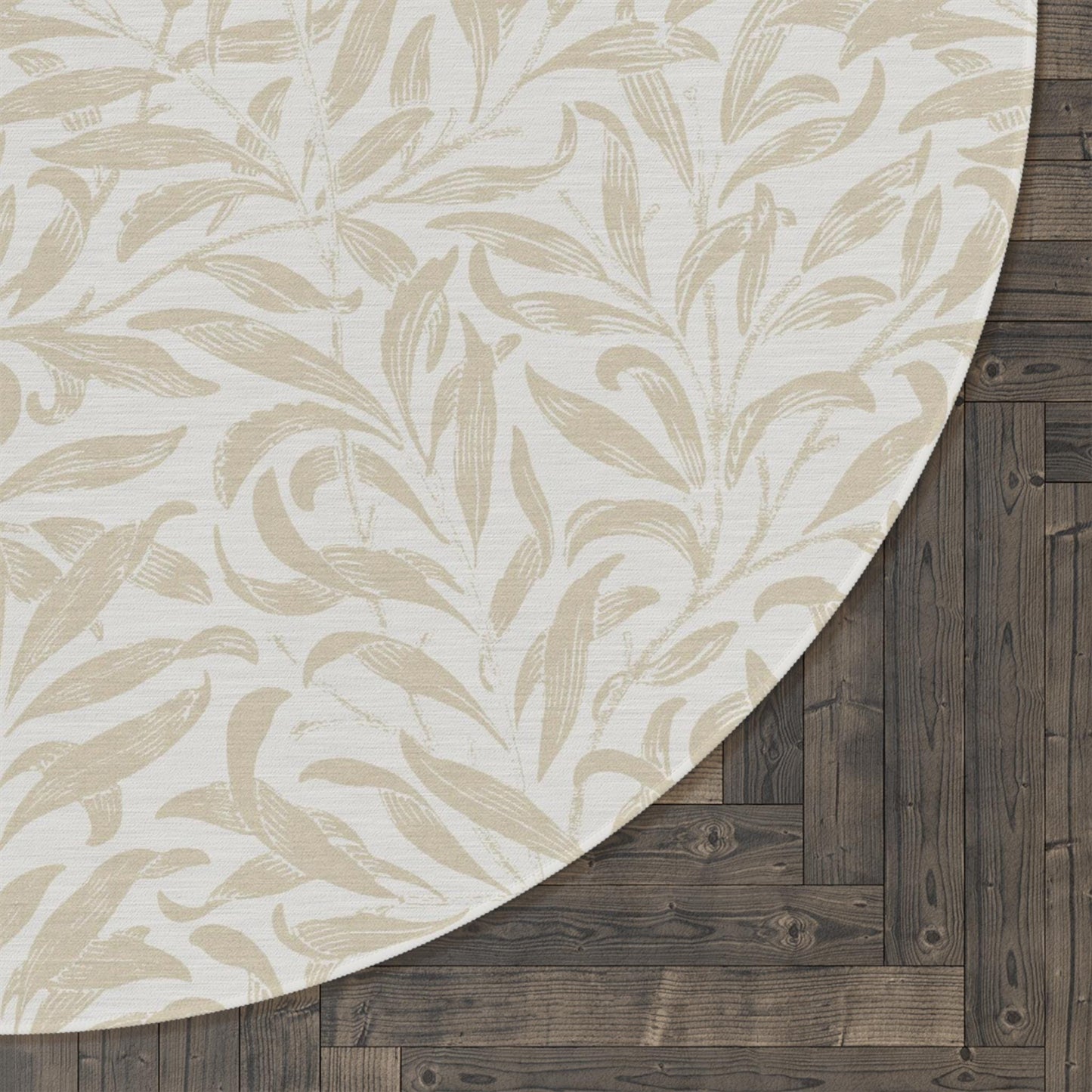 William Morris Chenille Rug: Neutral Willow Boughs Round Area Rug 60x60"