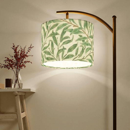 William Morris Arc Floor Lamp, Sage Green Willow Boughs Shade