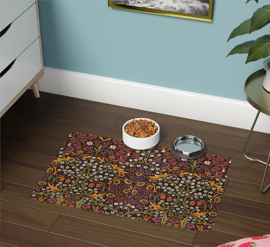 William Morris Blackthorne Pet Mat: Vintage Floral Dog/Cat Food Mat 12x18