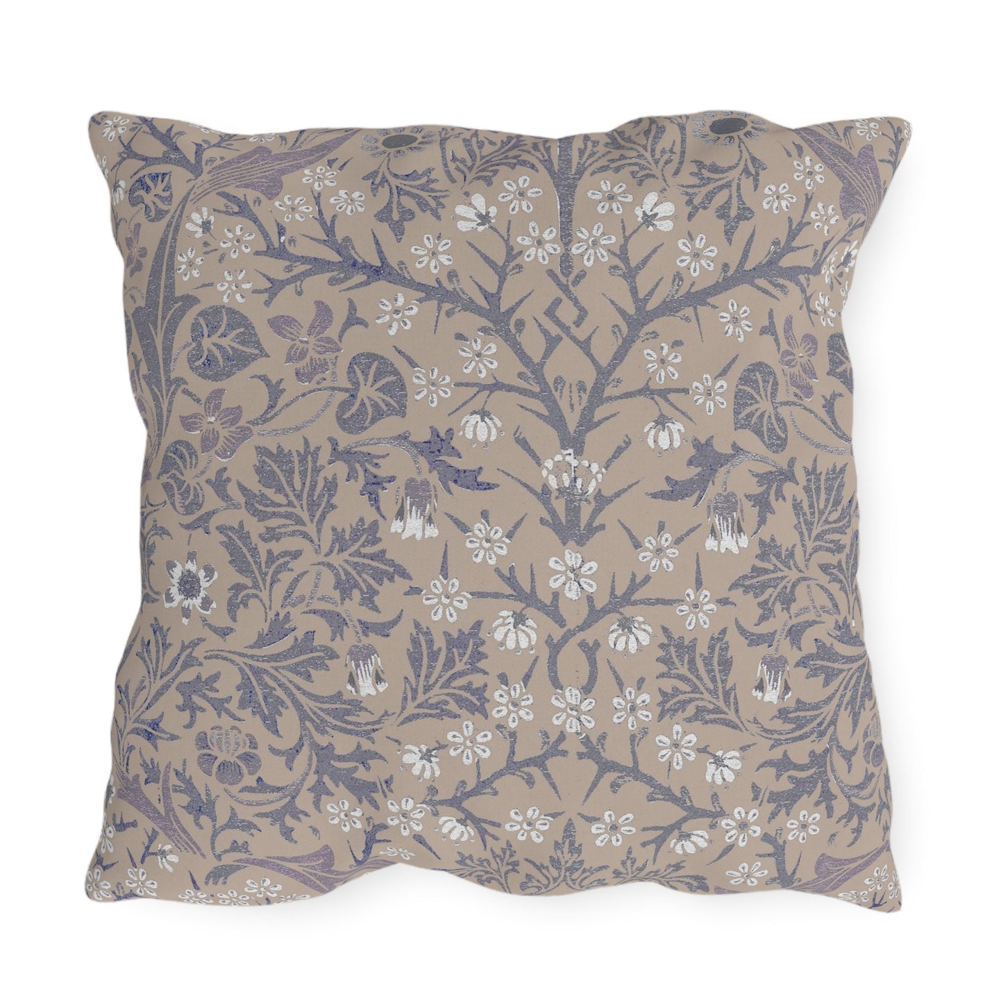 William Morris Neutral Outdoor Pillow - Lavender Blackthorn UV Protection - Water Resistant - Sustainable