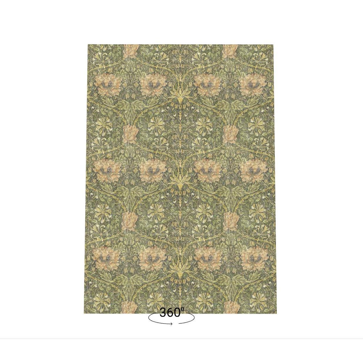 William Morris Mat/ Rug, Moss Green Honeysuckle Tulip Runner, Kitchen Bath Hallway Mat