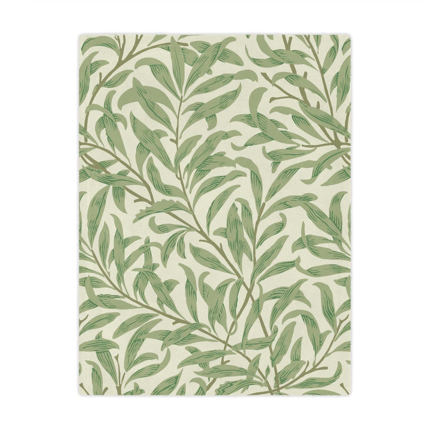 Willow Boughs Baby Minky Blanket | Cream and Green William Morris Throw Stroller Blanket