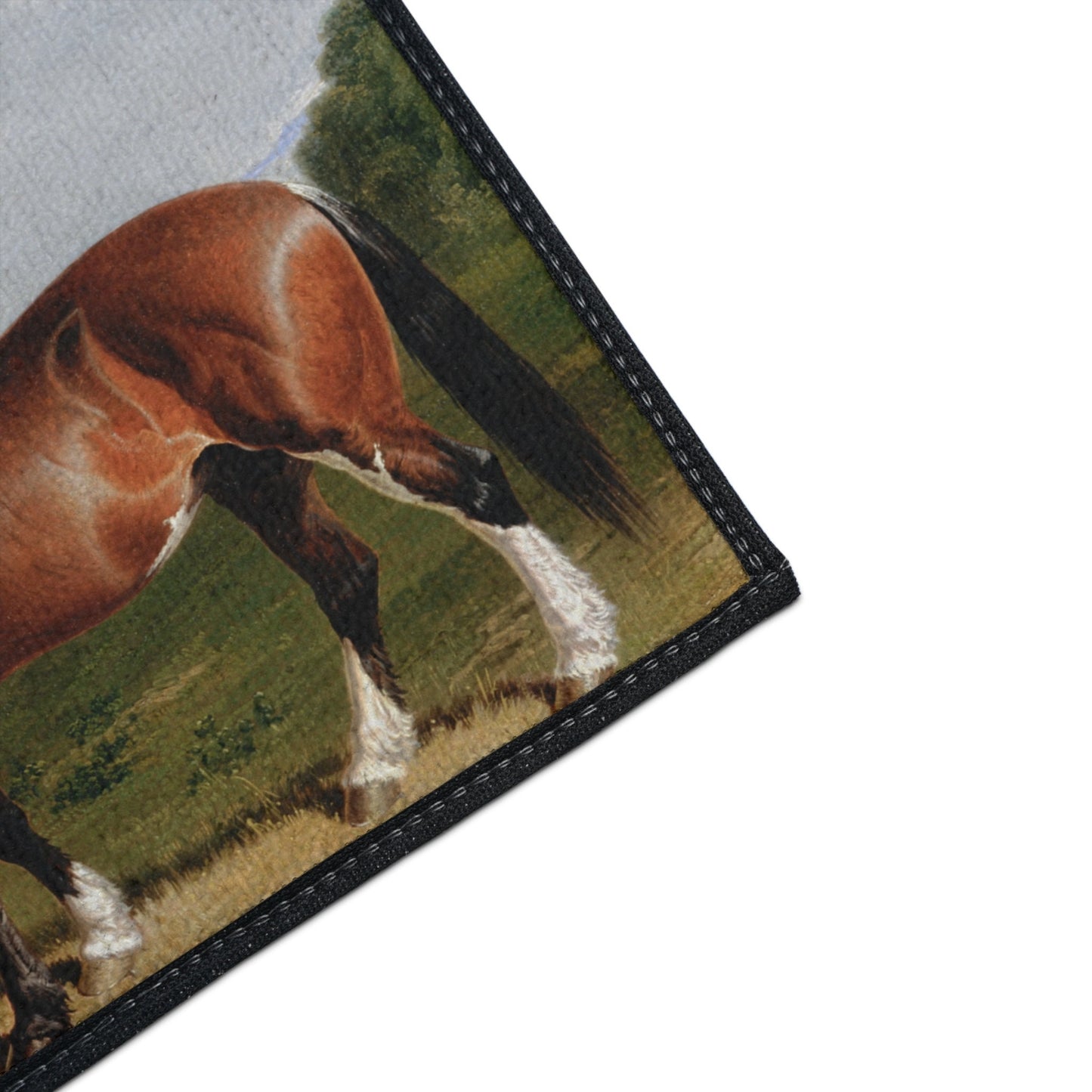 Vintage/ Antique Horse Rug in Serene Landscape Heavy Duty Floor Mat/ Maximalism Equestrian Art