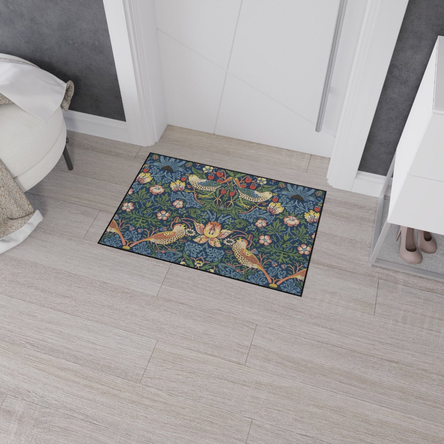 William Morris Strawberry Thief Floor Mat: Arts & Crafts Rug, Non-Slip