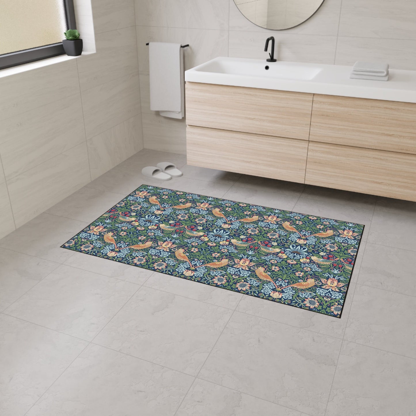 Strawberry Thief Floor Mat: William Morris Arts & Crafts Rug