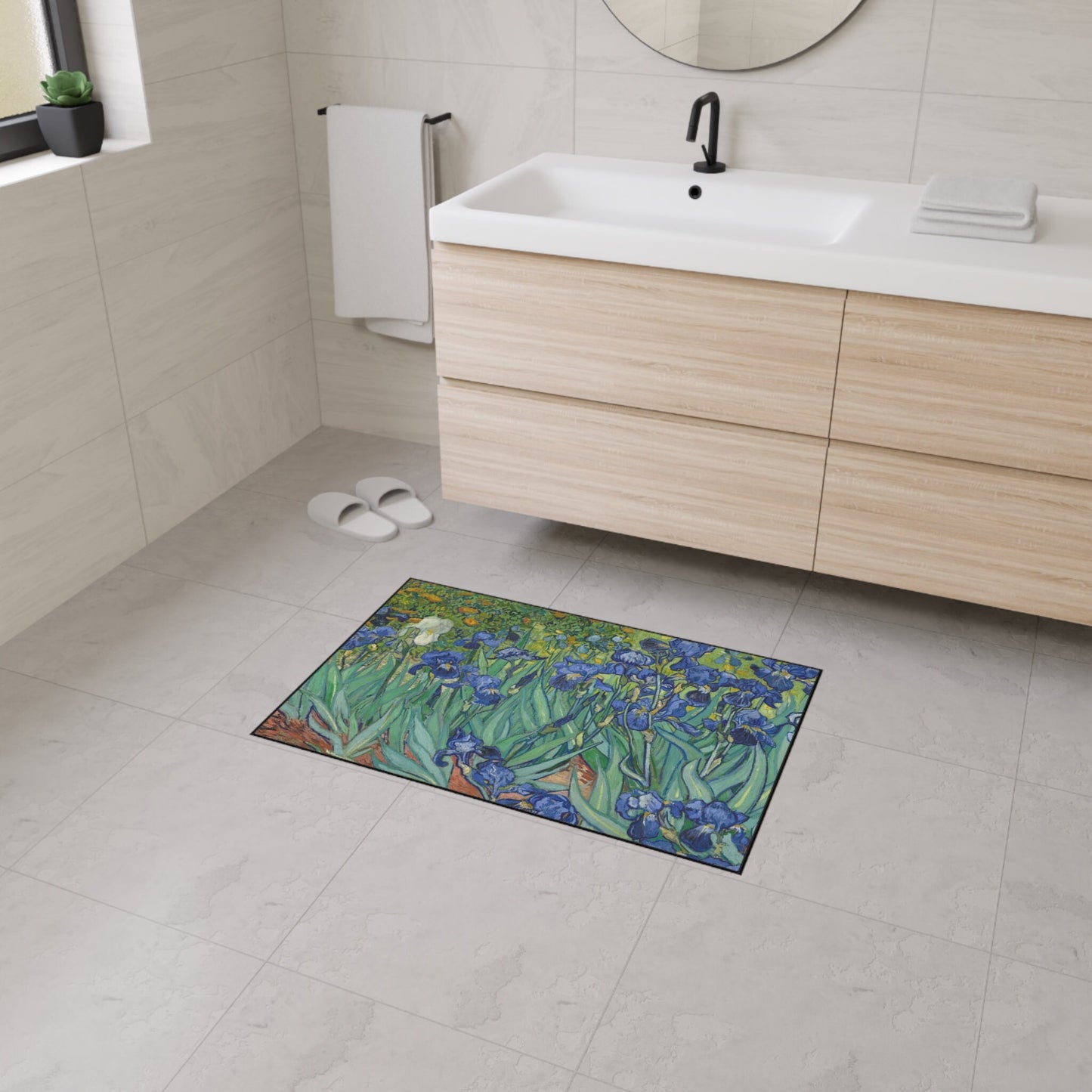 Van Gogh Mat, Irises Garden Art Rug, Kitchen, Entry, Bathroom mat