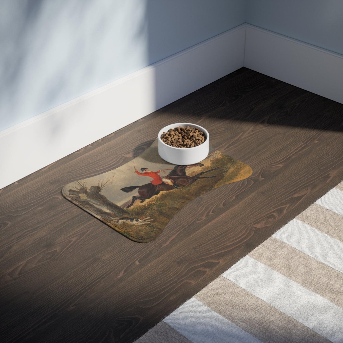 Fox Hunting Pet Mat: Equestrian Dog & Cat Feeding Placemat