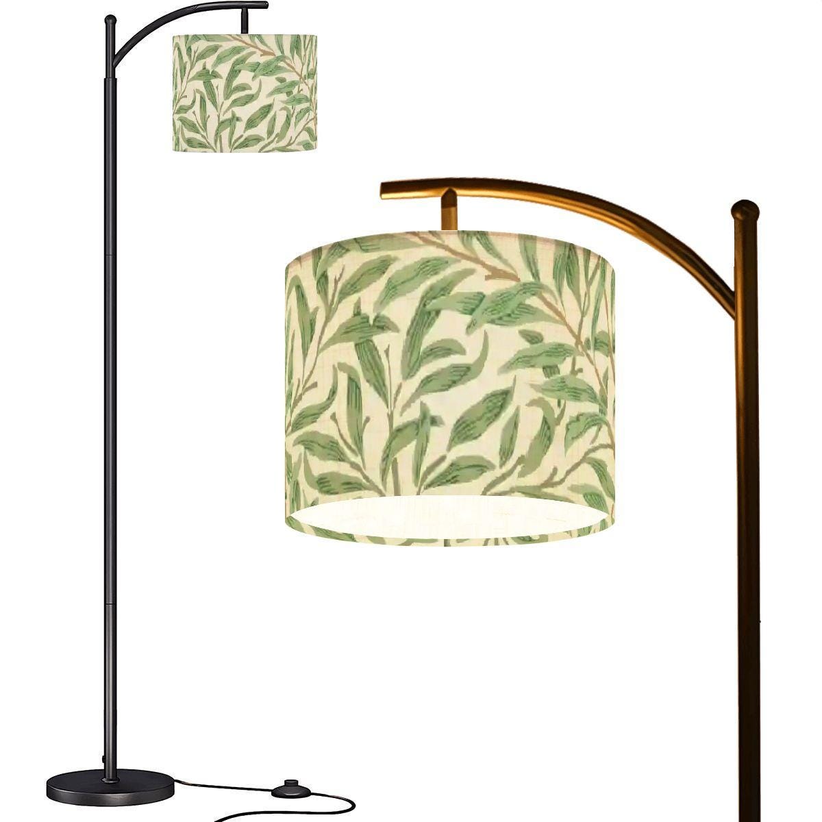 William Morris Arc Floor Lamp, Sage Green Willow Boughs Shade