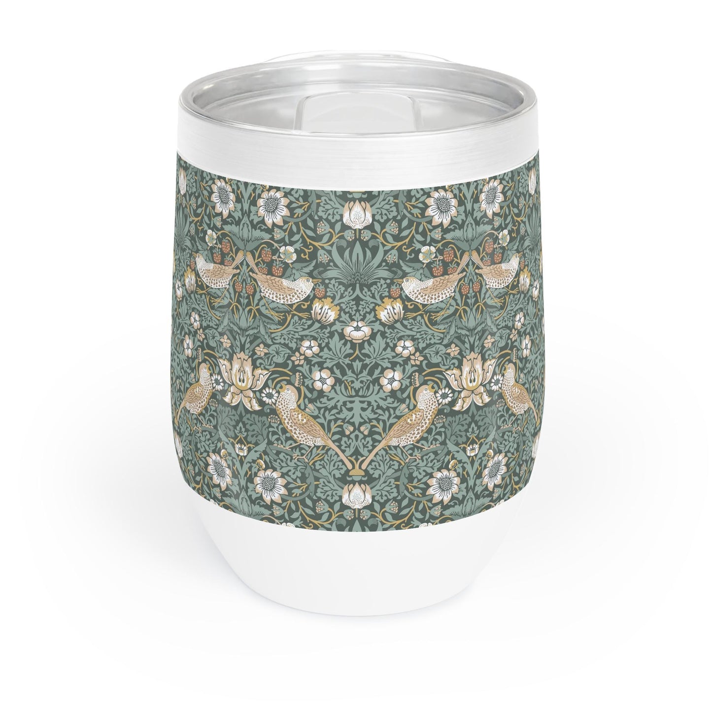 Strawberry Thief William Morris Wine Tumbler, Cold Chiller, Art Nouveau Coffee Cup