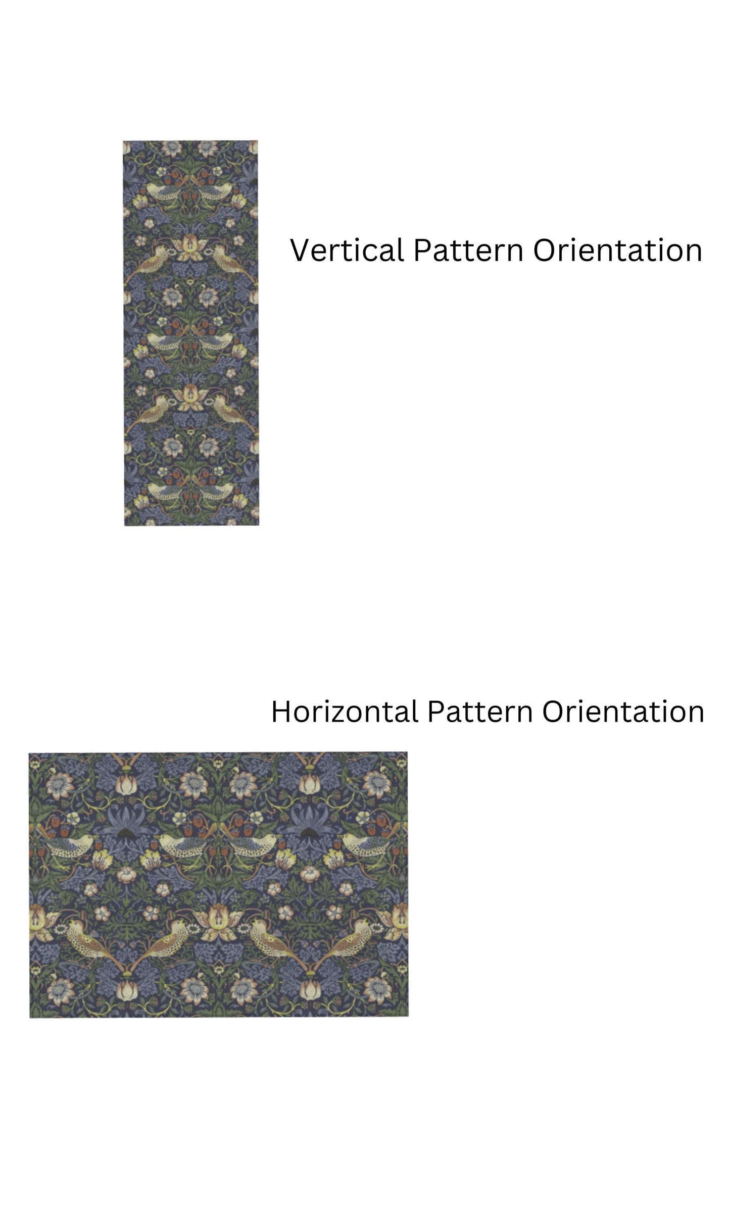 William Morris Strawberry Thief Mat: Blue Faux Velvet Runner for Kitchen/ Bath