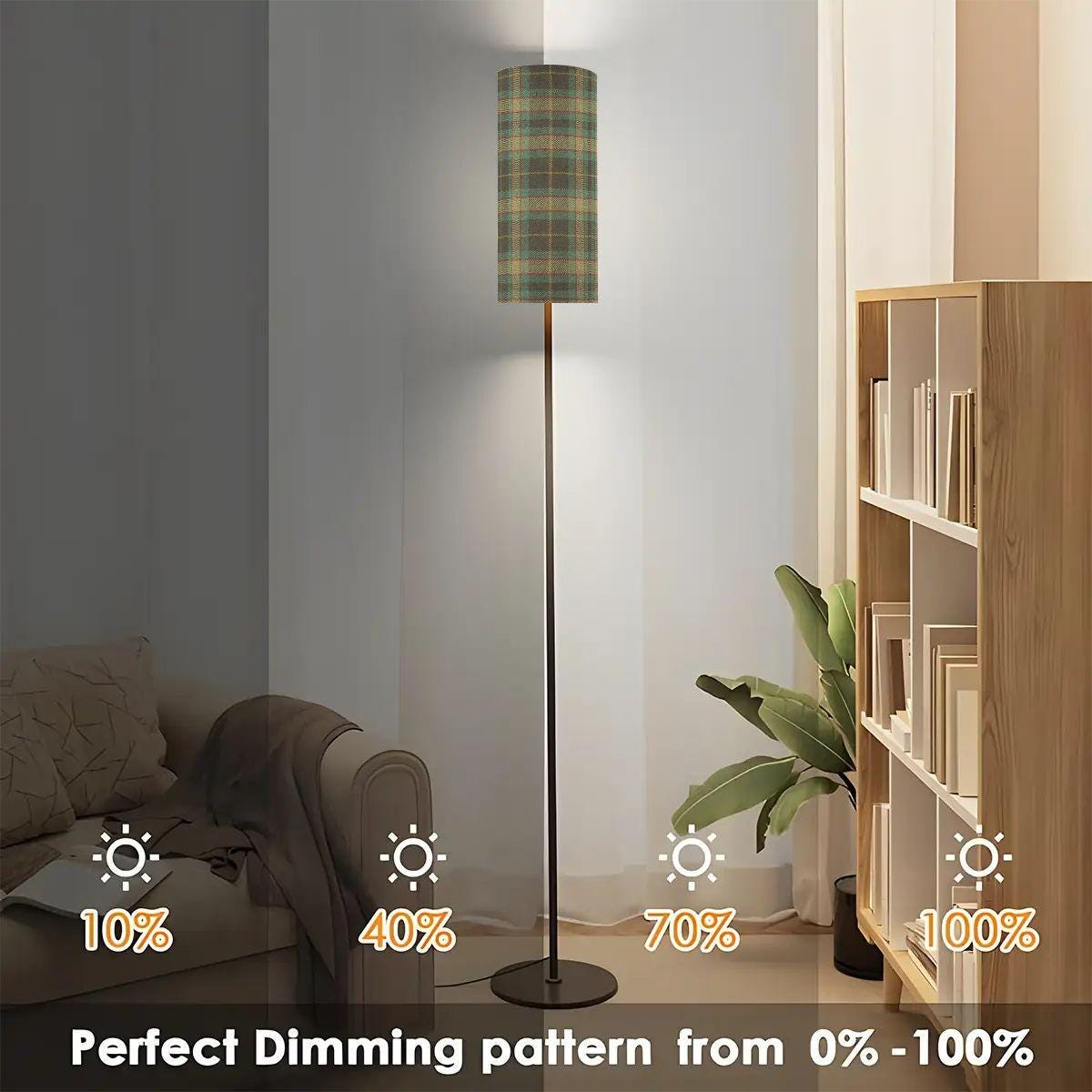 Floor Lamp Modern Standing Lamp (Made in USA) Blue Green Tartan Plaid