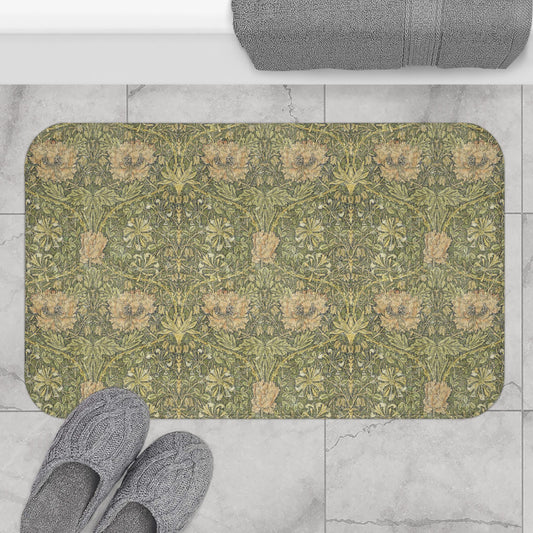 William Morris Bath Mat – Moss Green Honeysuckle Boho Rug