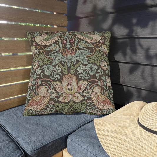 William Morris Strawberry Thief Outdoor Pillow: Waterproof Patio Cushion