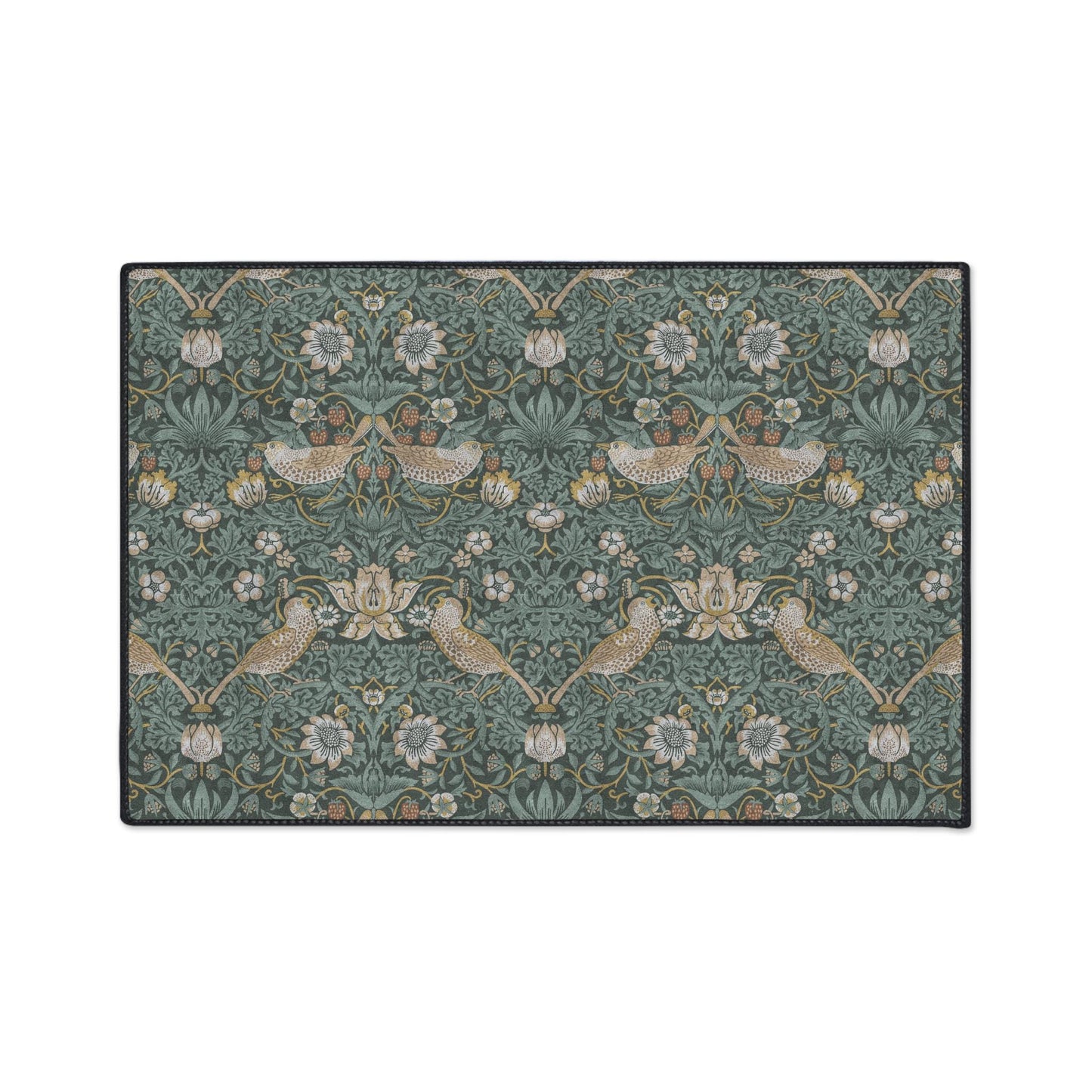 William Morris Strawberry Thief Mat: Aged Teal Vintage Entry Rug