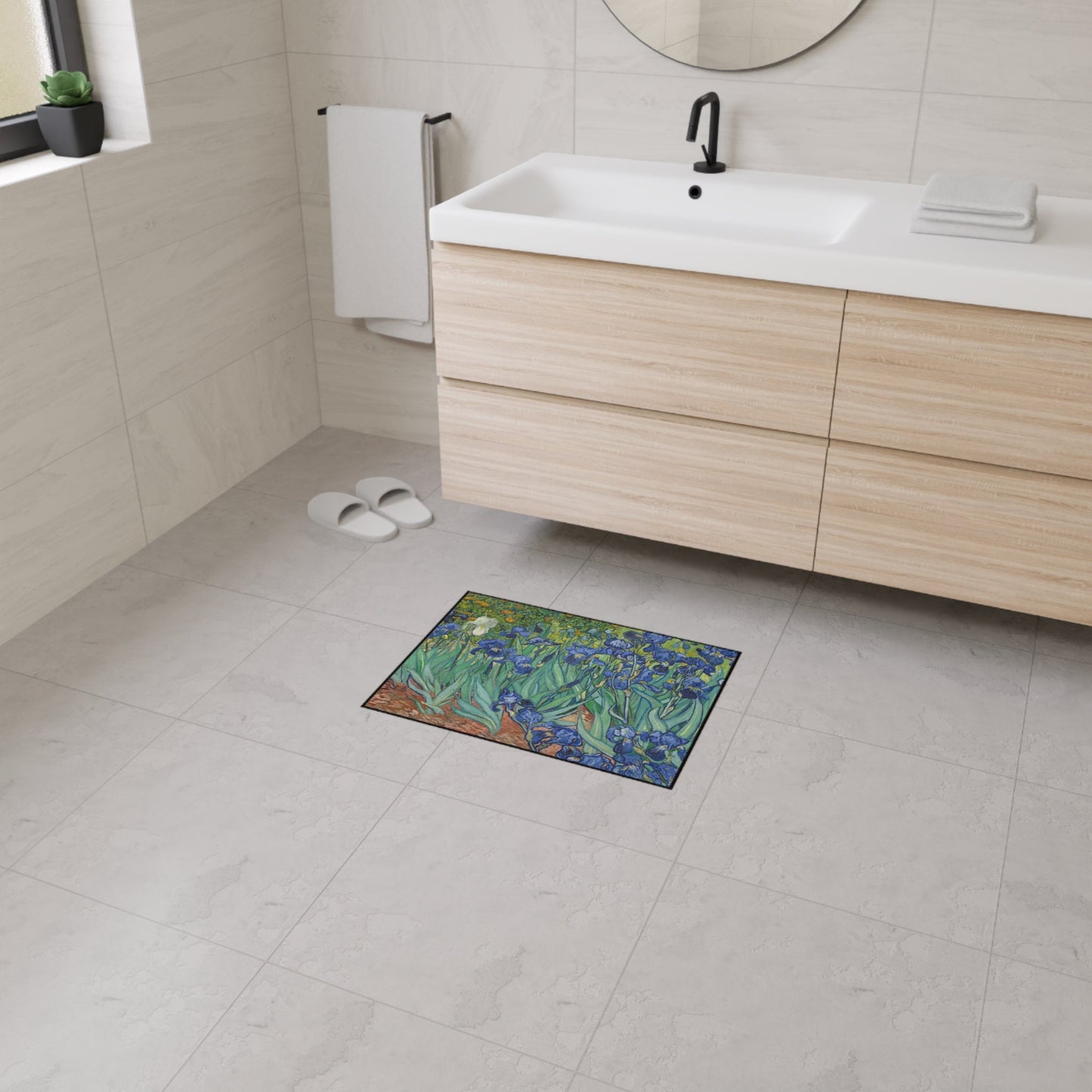 Van Gogh Mat, Irises Garden Art Rug, Kitchen, Entry, Bathroom mat
