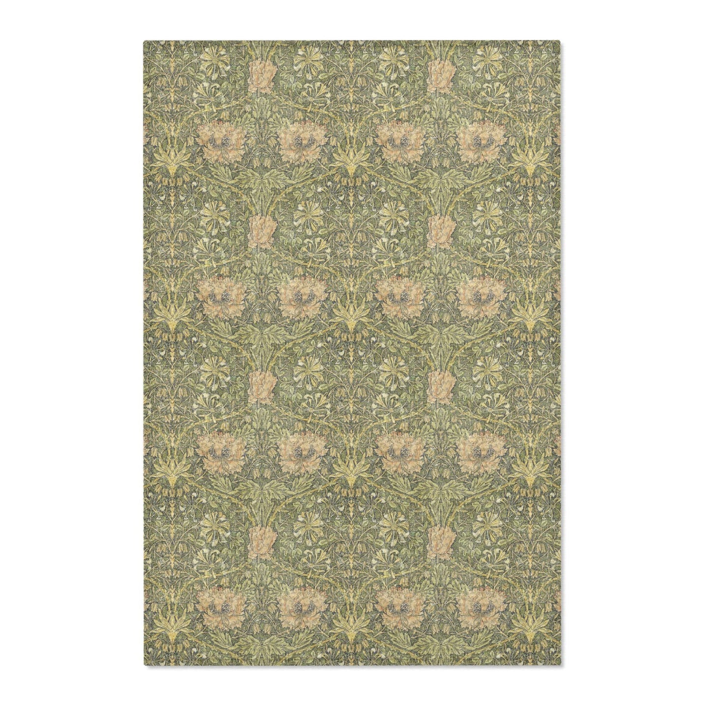 William Morris Area Rug, Honeysuckle and Tulip Moss Green Vintage Style