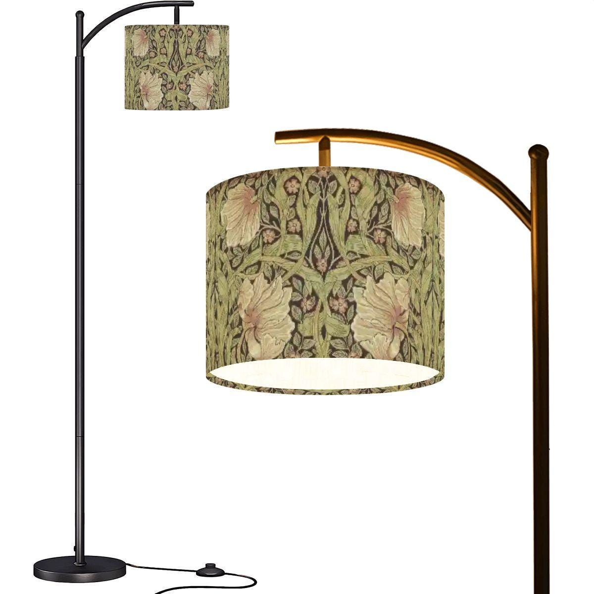 Arc Floor Lamp Pimpernel Fabric Shade, Remote