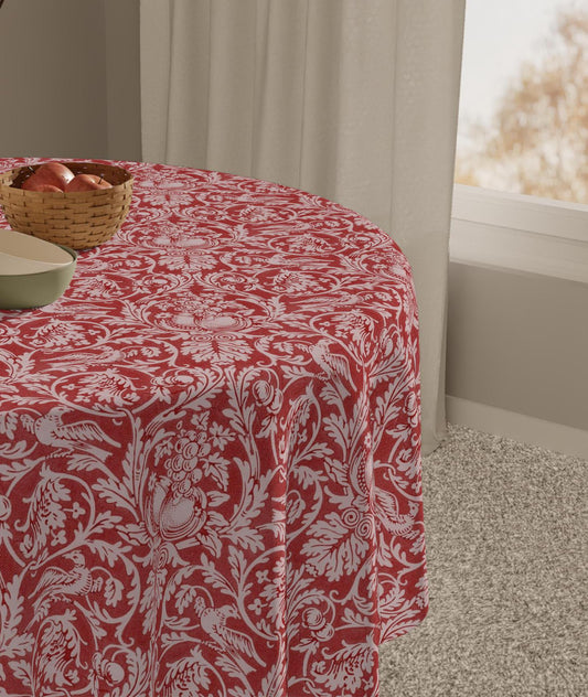 William Morris Tablecloth: Red Queen Anne Maximalist Dining Decor