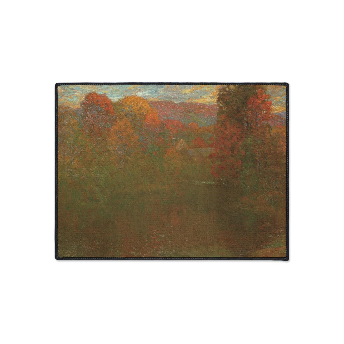 Autumn Landscape Floor Mat: Vintage Painting, Non-Slip Entry Rug