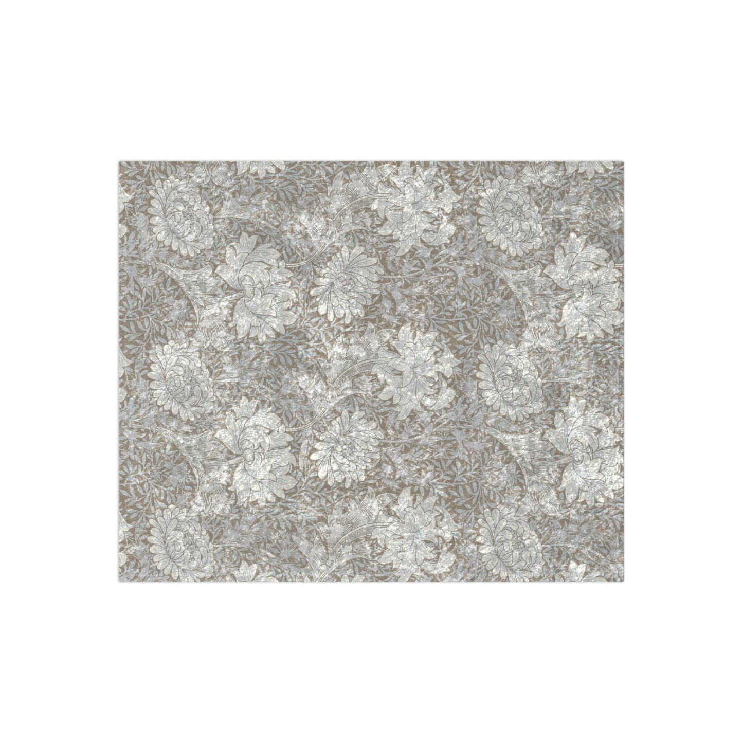 William Morris Chrysanthemum Neutral  Crushed Velvet Blanket