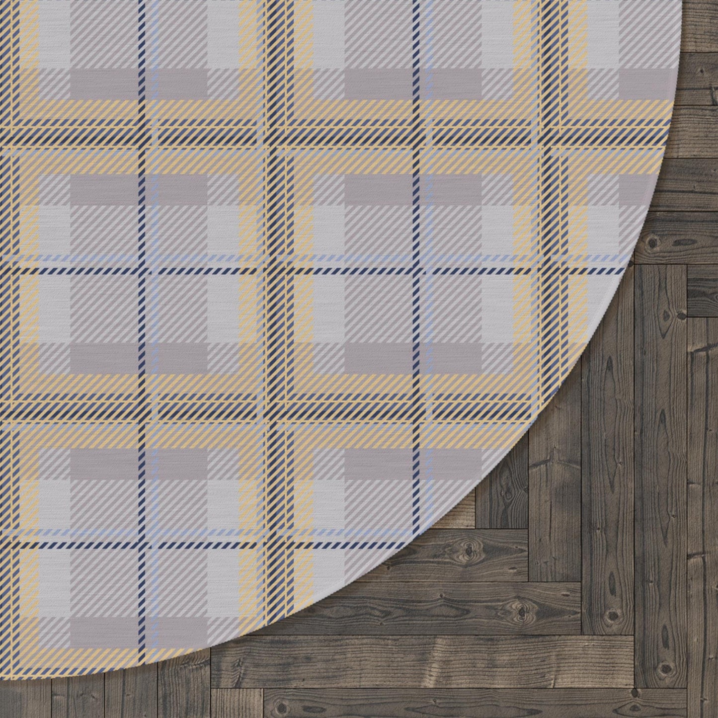 Vintage Style Plaid Chenille Rug: Neutral Lavender Accent Rug