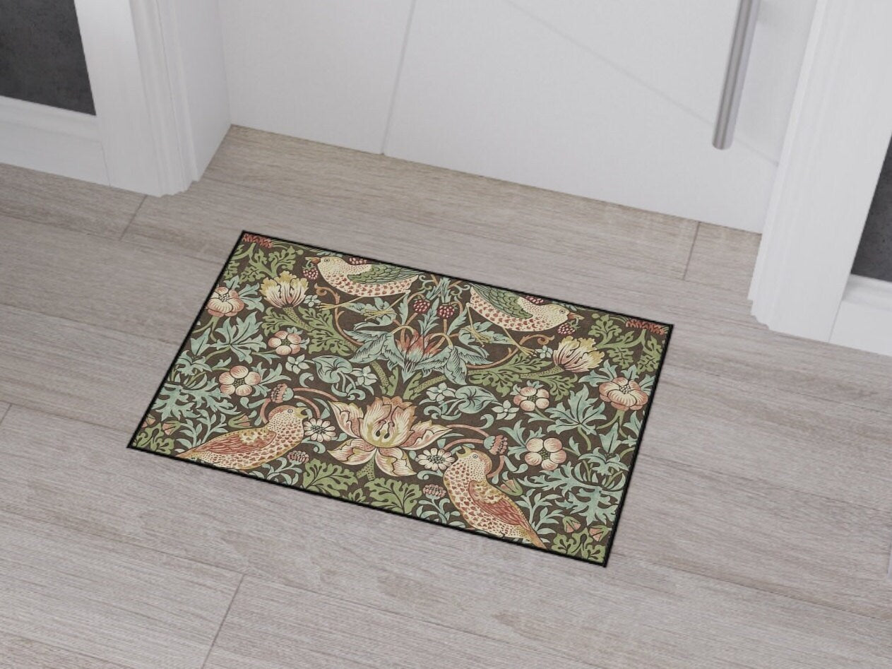 William Morris Brown Strawberry Thief Mat: Arts & Crafts Style