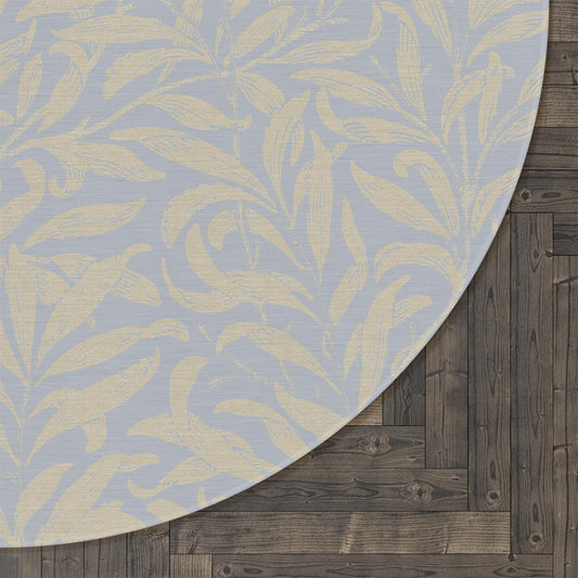 Pale Slate and Tan Willow Boughs Rug, William Morris Round Chenille rug