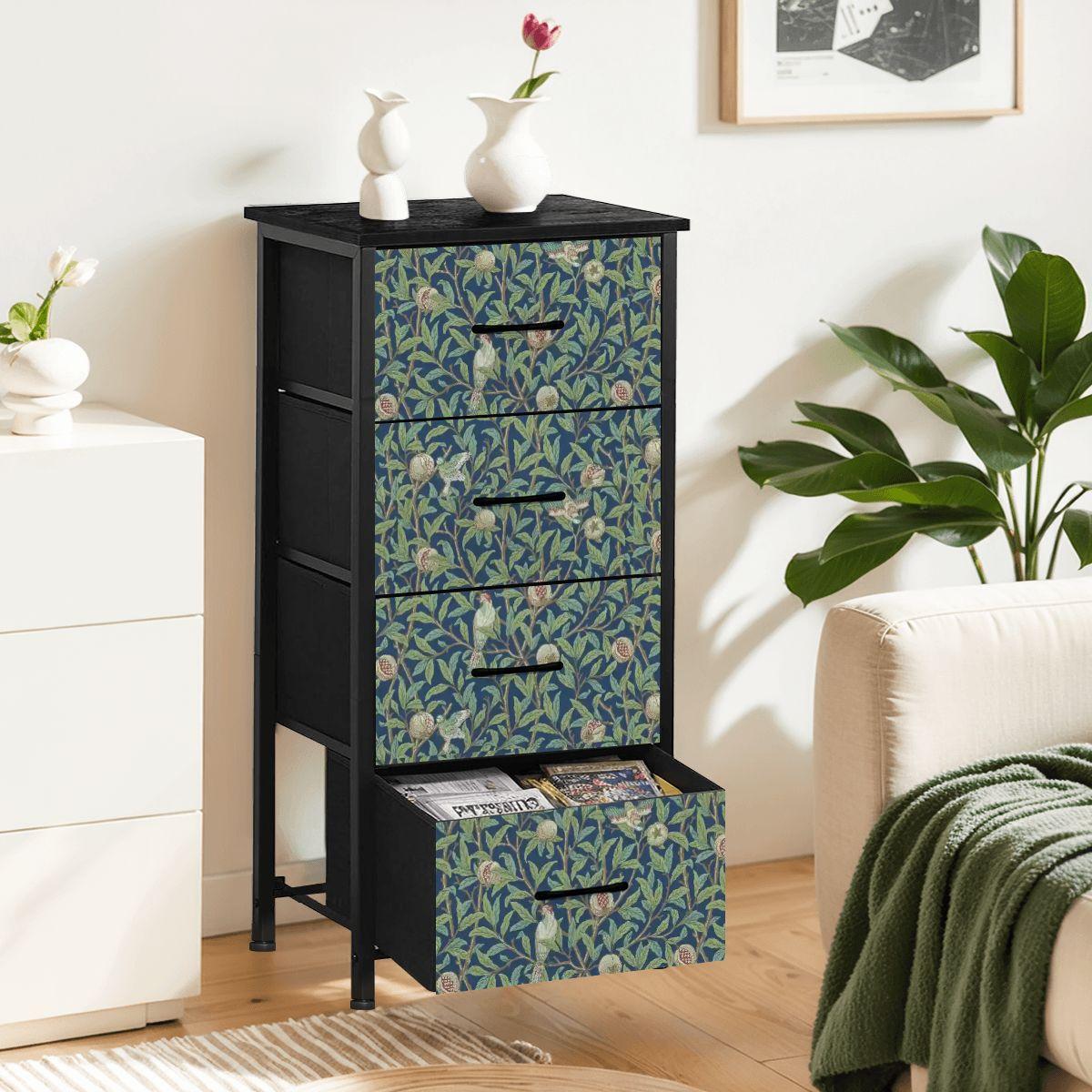 William Morris Bird & Pomegranate 4-Drawer Fabric Dresser (Made in United States)
