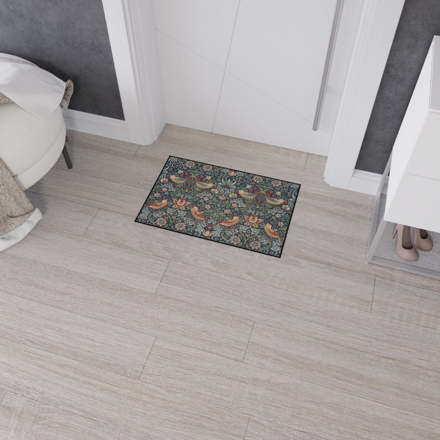 Strawberry Thief Indigo Mat - William Morris Rug for Kitchen, Entry