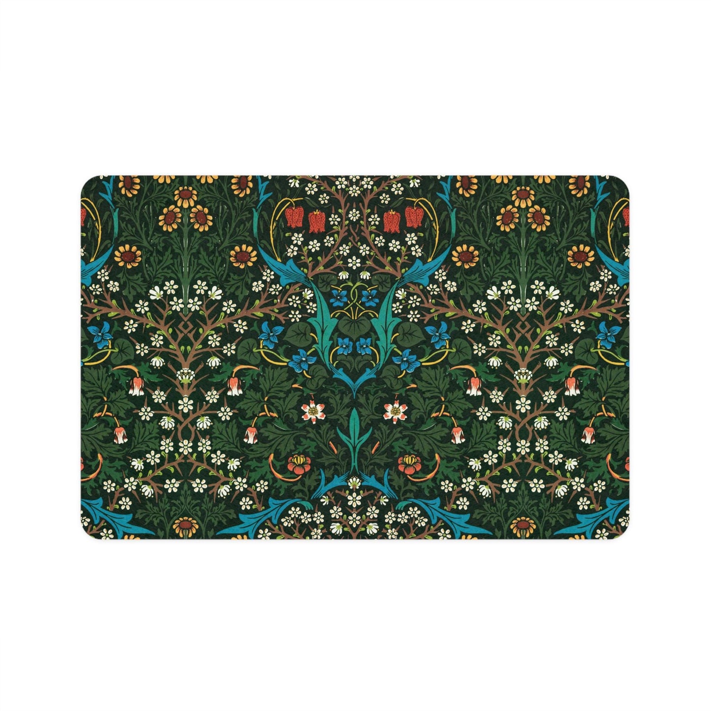 William Morris Blackthorne Pet Mat: Floral Boho Food Mat (12x18)