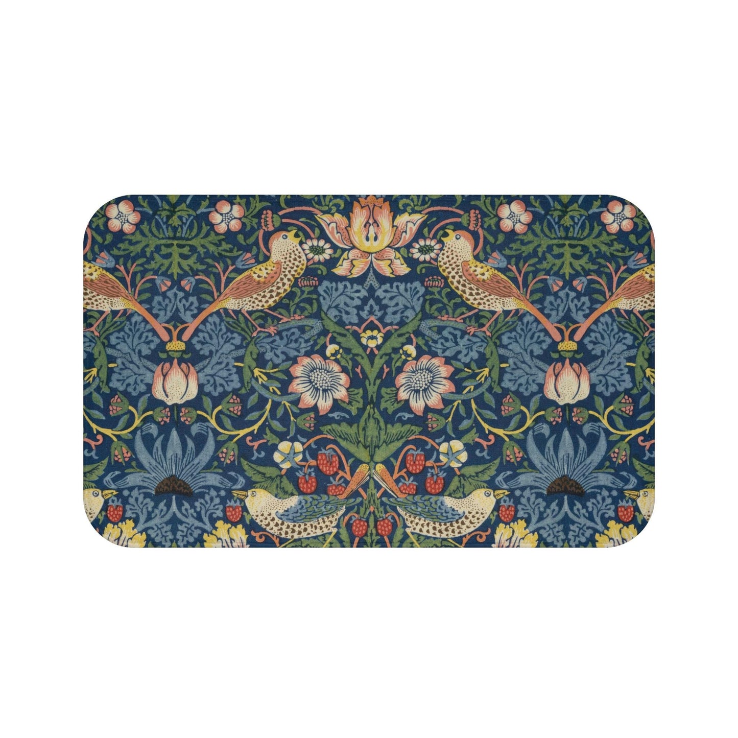 Strawberry Thief Bath Mat: William Morris Microfiber Bath Rug
