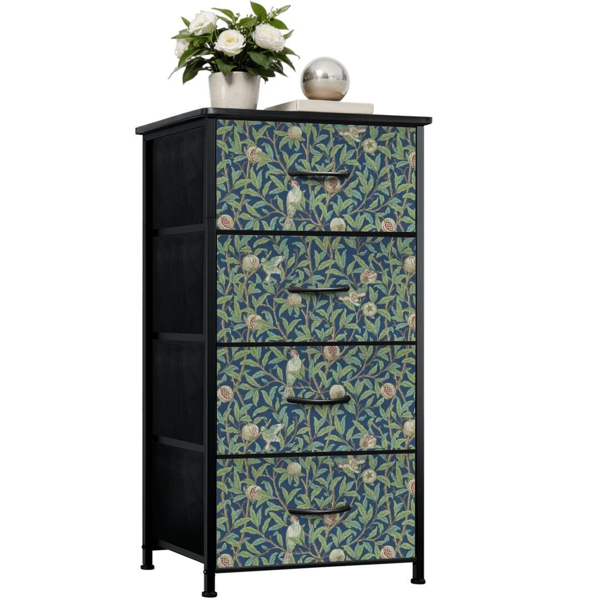 William Morris Bird & Pomegranate 4-Drawer Fabric Dresser (Made in United States)