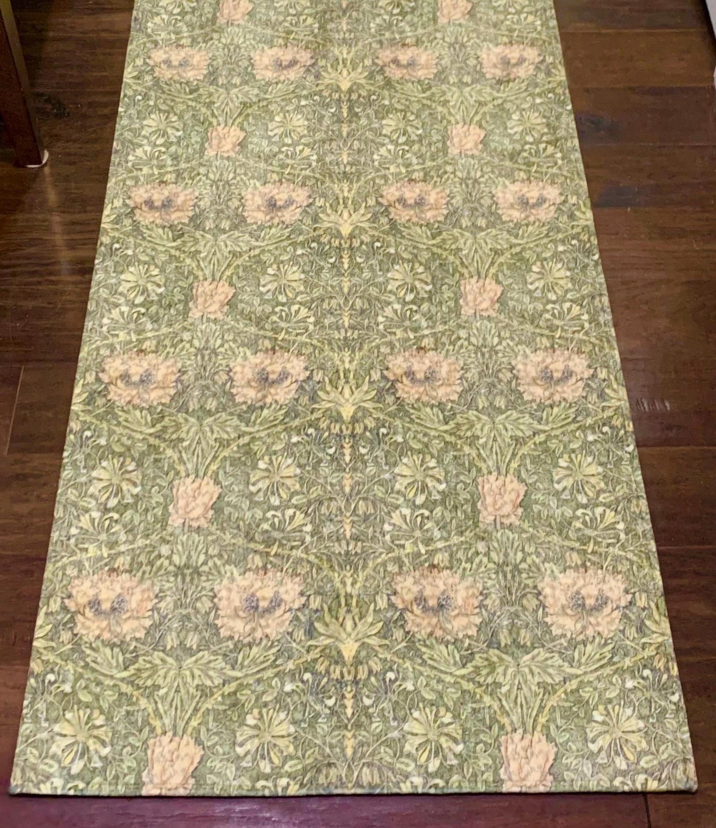 William Morris Area Rug, Honeysuckle and Tulip Moss Green Vintage Style
