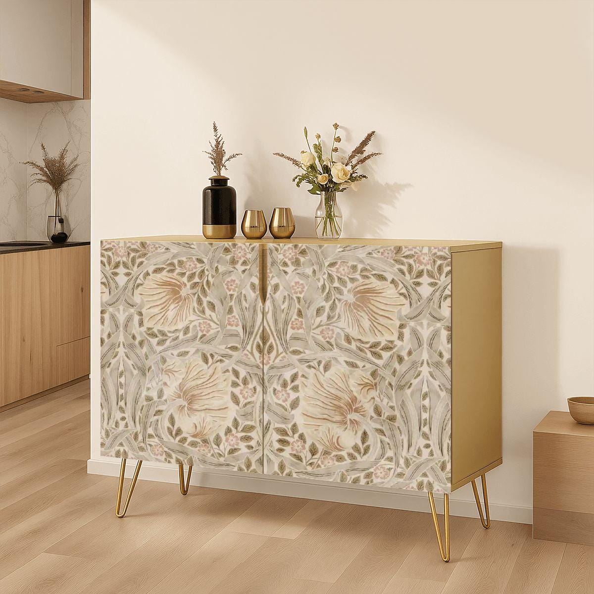 William Morris Wooden Storage Cabinet Neutral Pimpernel (Made in USA)