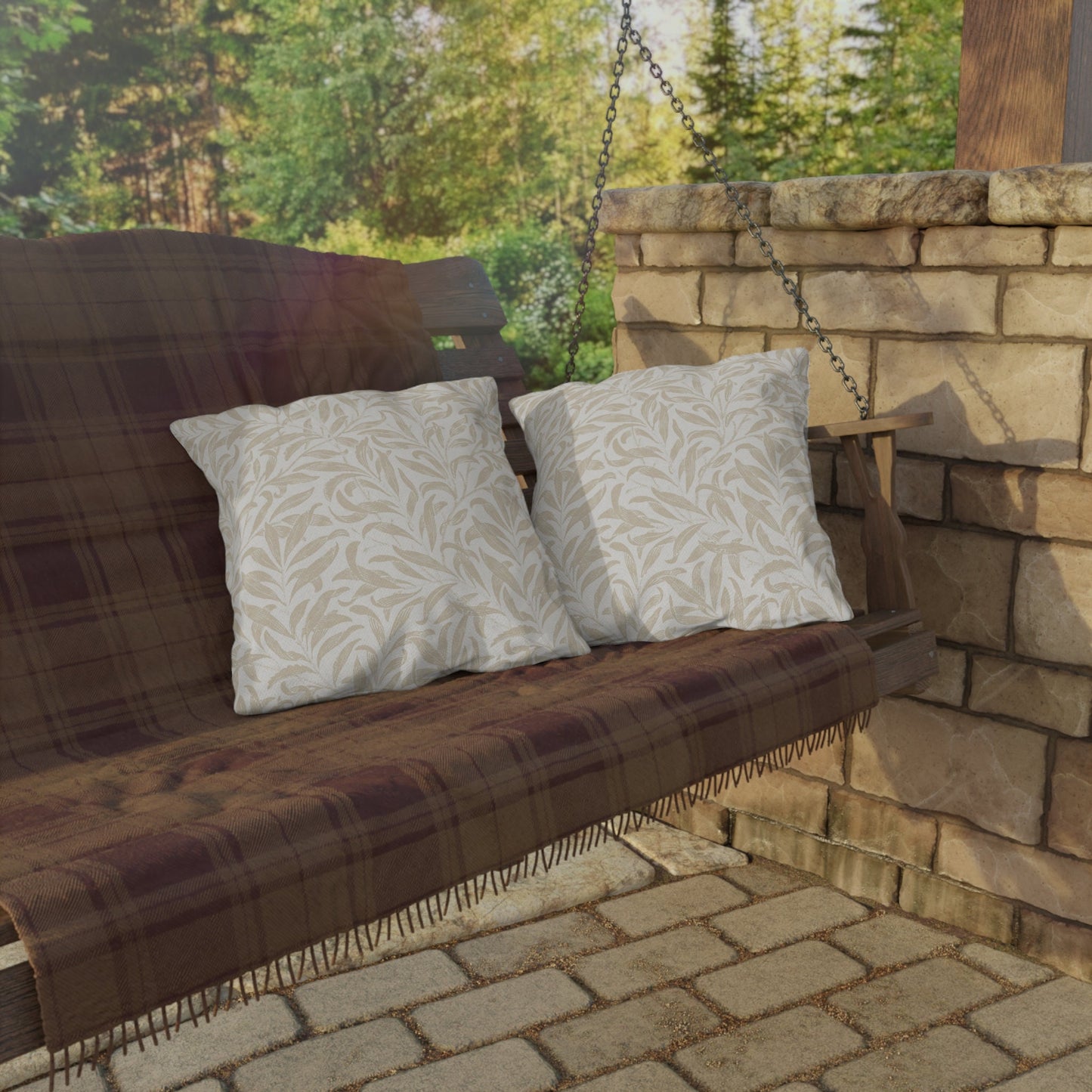 William Morris Neutral Willow Bough Pillows, UV and Water Resistant