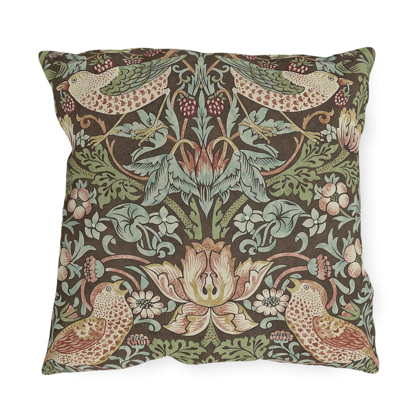 William Morris Strawberry Thief Outdoor Pillow: Waterproof Patio Cushion