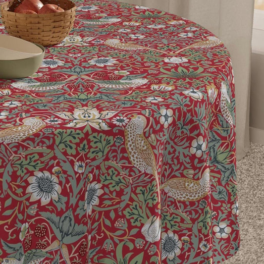 William Morris Strawberry Thief Tablecloth: Christmas Hosting and Decor Red Maximalist Dining